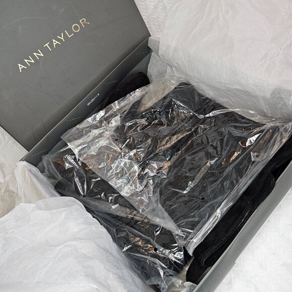 Ann Taylor Carlene Suede OTK Over The Knee 1” Low Heel Boot 9 Black